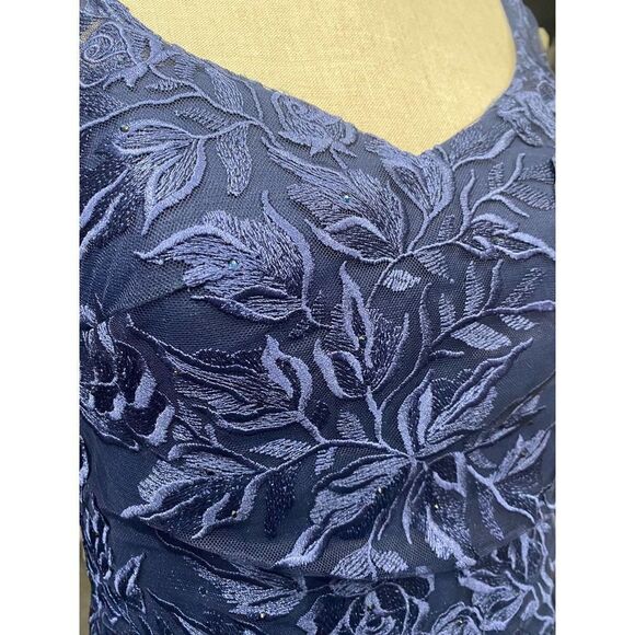 La Femme 28053 Floral Embroidered Mesh A-Line Gown 4 - Picture 4 of 5